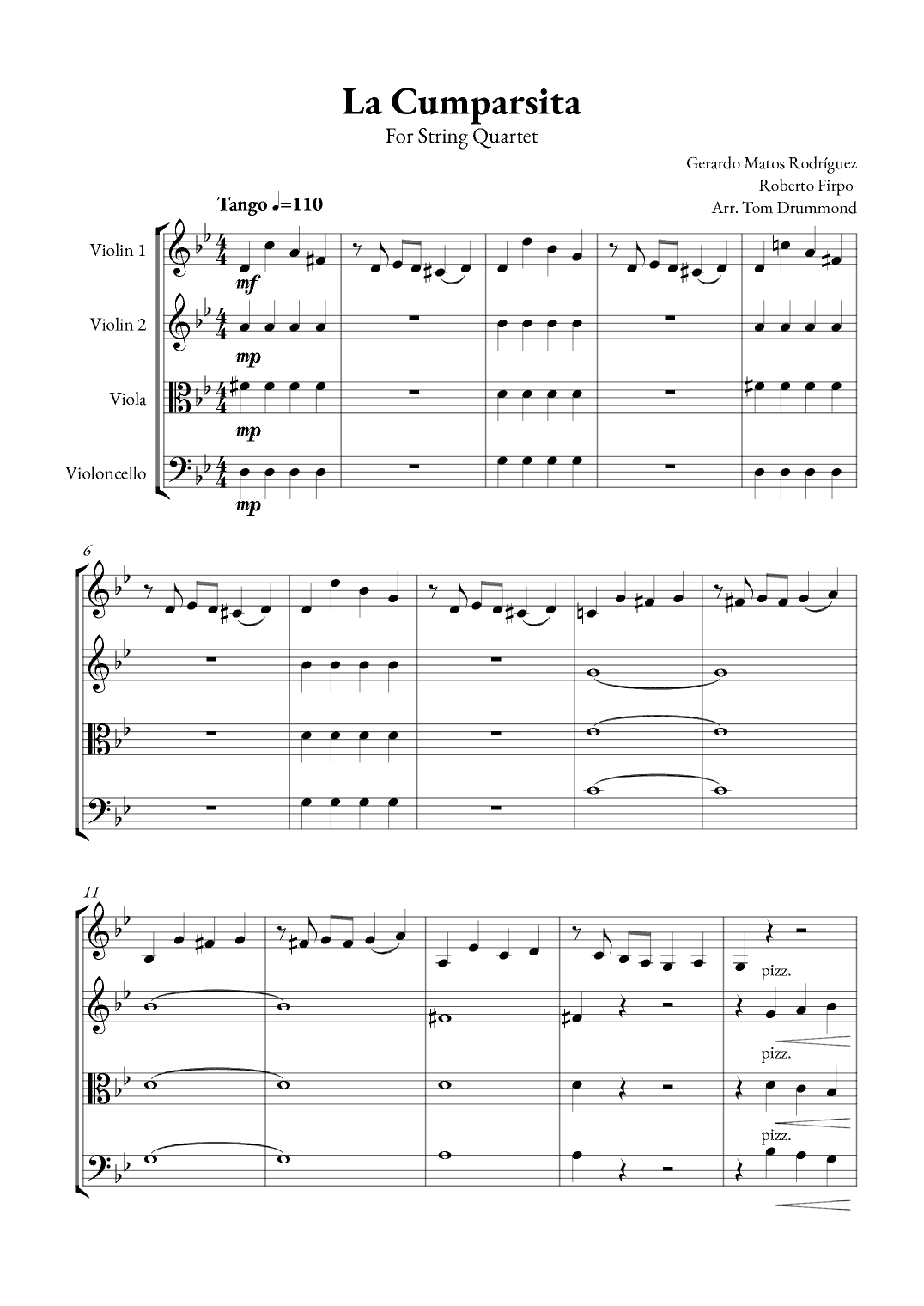 La Cumparsita (arr. Tom Drummond)