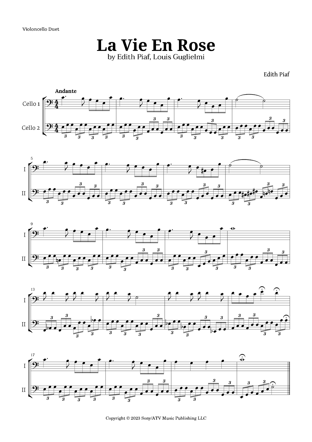 La Vie En Rose (arr. Langanho)