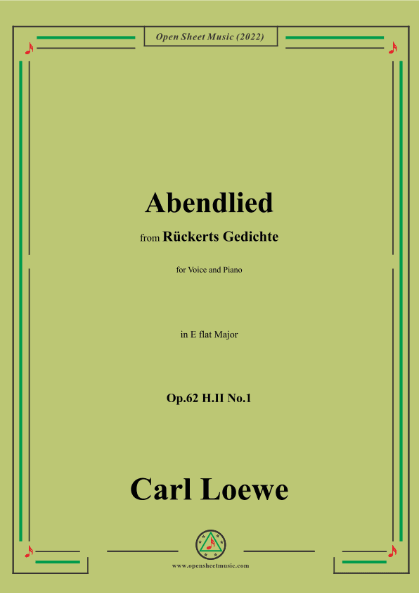 Loewe-Abendlied,Op.62 H.II No.1,in E flat Major (arr. OSM Press)
