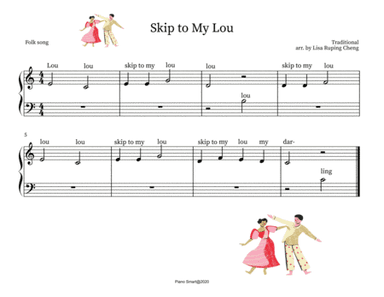 Skip to My Lou for beginners' piano (arr. Lisa Ruping Cheng)