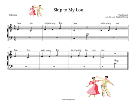 Skip to My Lou for beginners' piano (arr. Lisa Ruping Cheng)