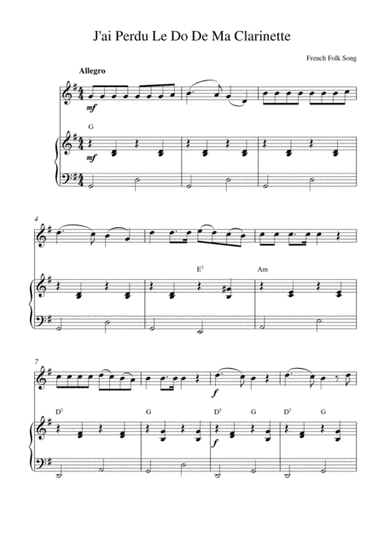 J'ai Perdu Le Do De Ma Clarinette (arr. Kaiserin Rebecca)