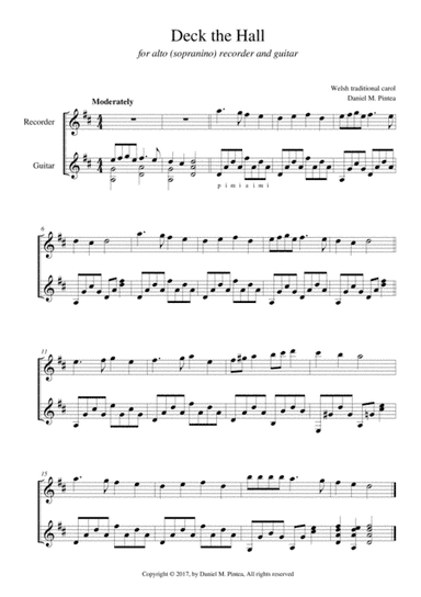Deck the Hall - Alto recorder and guitar (arr. Daniel M. Pintea)