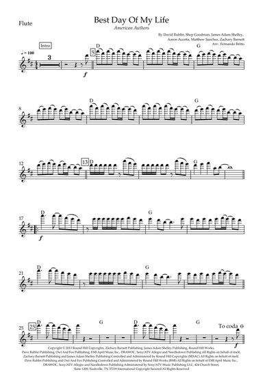 Best Day Of My Life (arr. Fernando Britto)