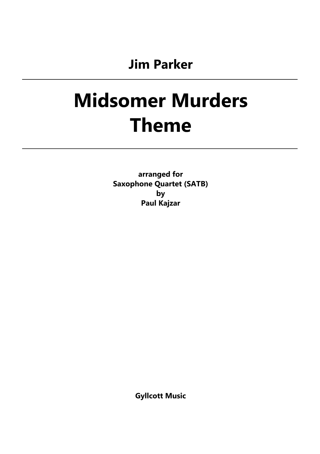 Midsomer Murders (main Title/cues) (arr. Paul Kajzar)