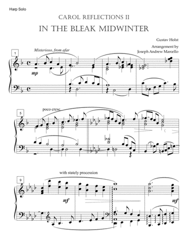 In the Bleak Midwinter Carol Variations - for Solo Harp (arr. Joseph Andrew Marcello)