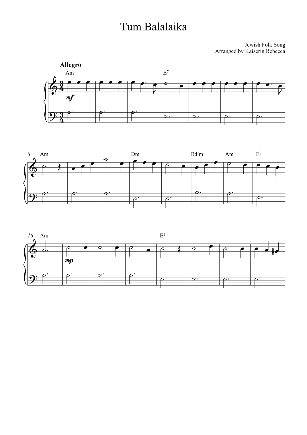 Tum Balalaika (arr. Kaiserin Rebecca)
