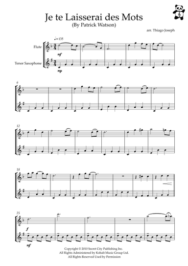 Je Te Laisserai Des Mots (arr. Thiago Joseph)