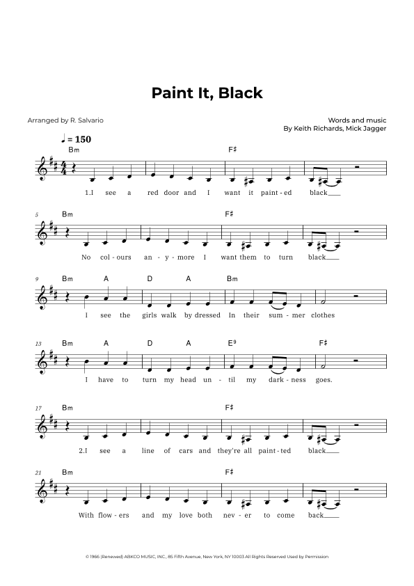 Paint It, Black (arr. R. Salvario)