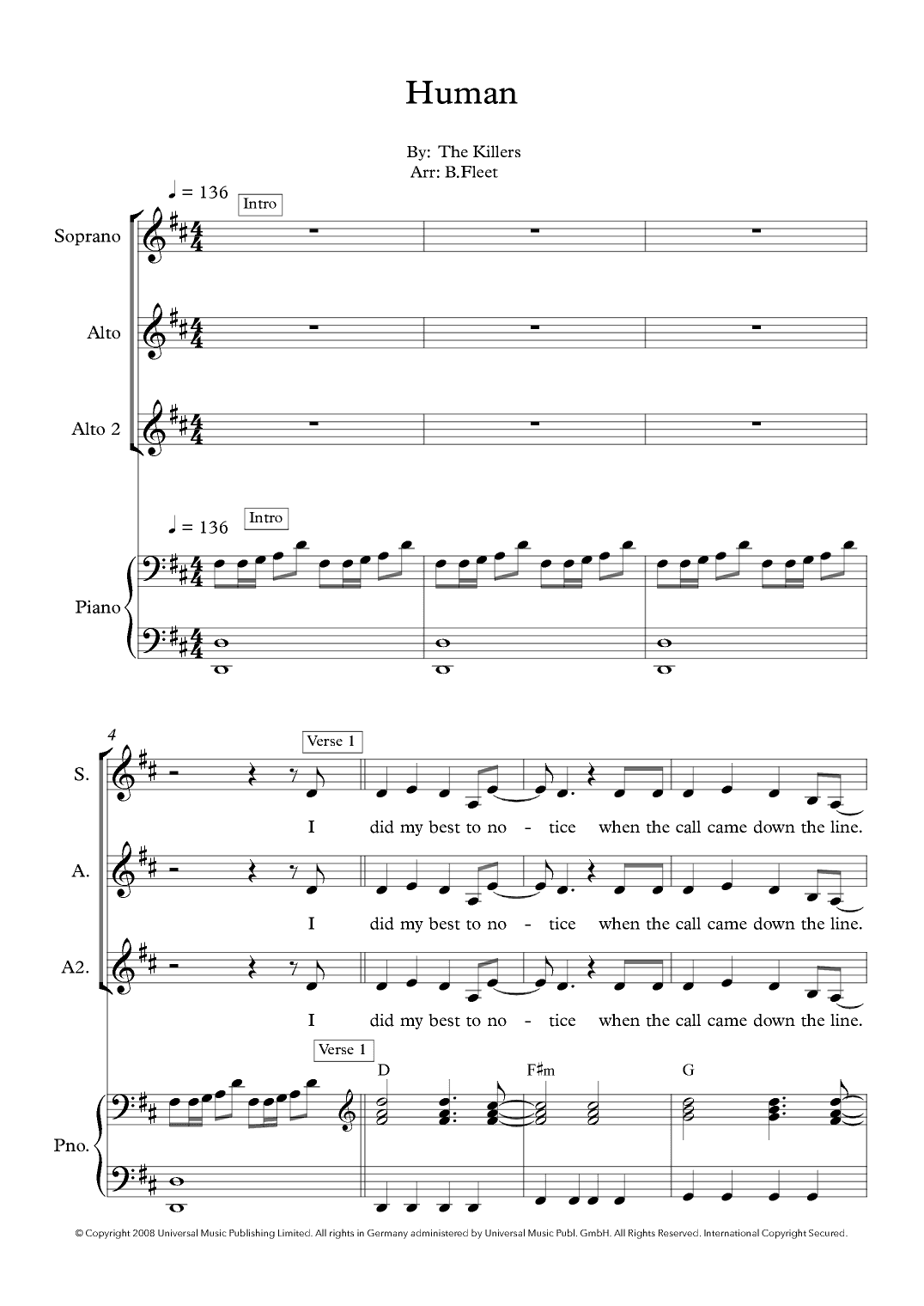 Human (arr. B. Fleet)