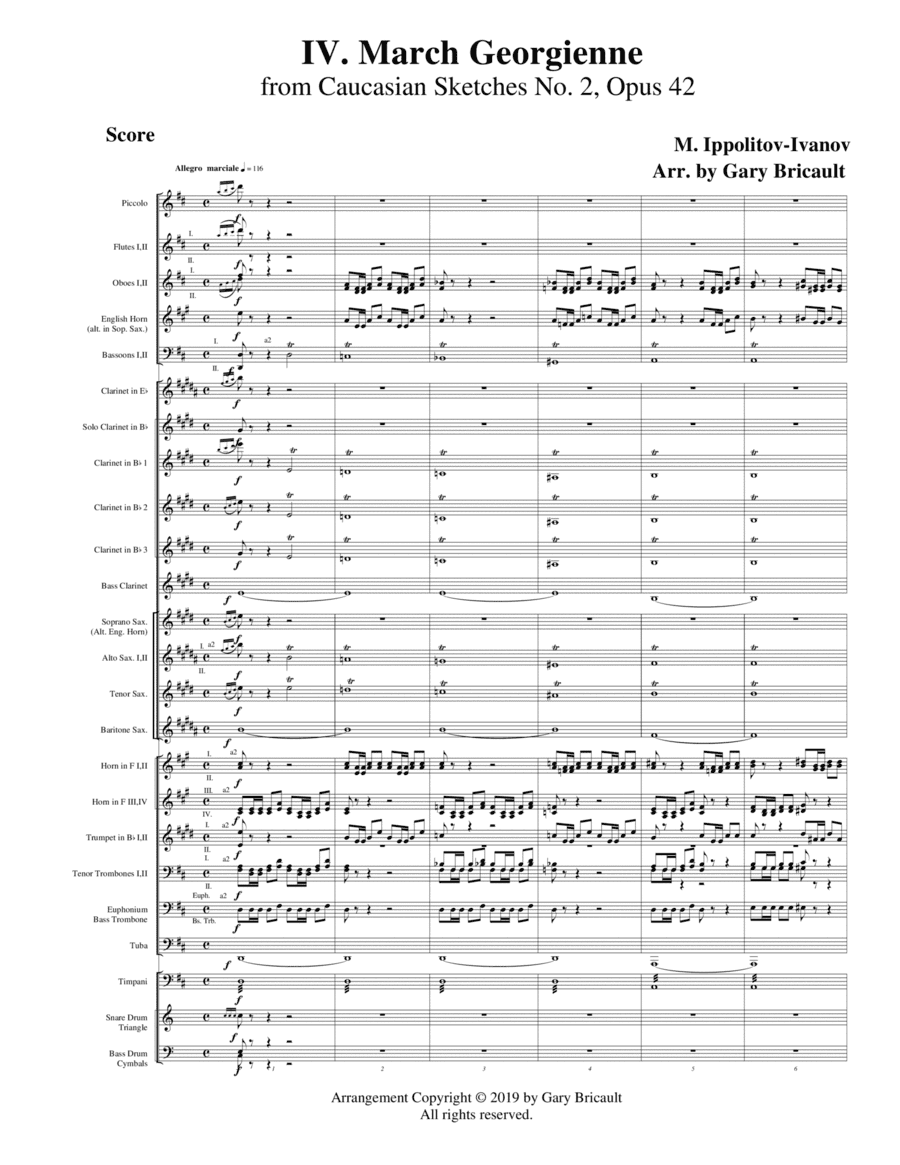 Georgian March (Mvt IV) from "Caucasian Sketches, Suite 2" Opus 42 (arr. Gary Bricault)