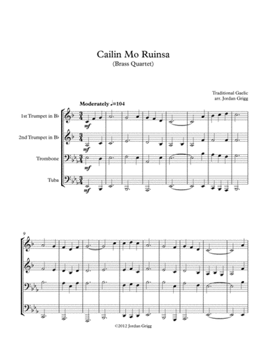 Cailin Mo Ruinsa (Brass Quartet) (arr. Jordan Grigg)