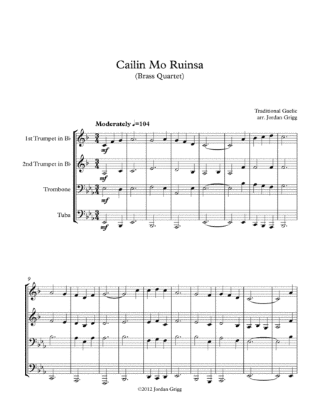 Cailin Mo Ruinsa (Brass Quartet) (arr. Jordan Grigg)
