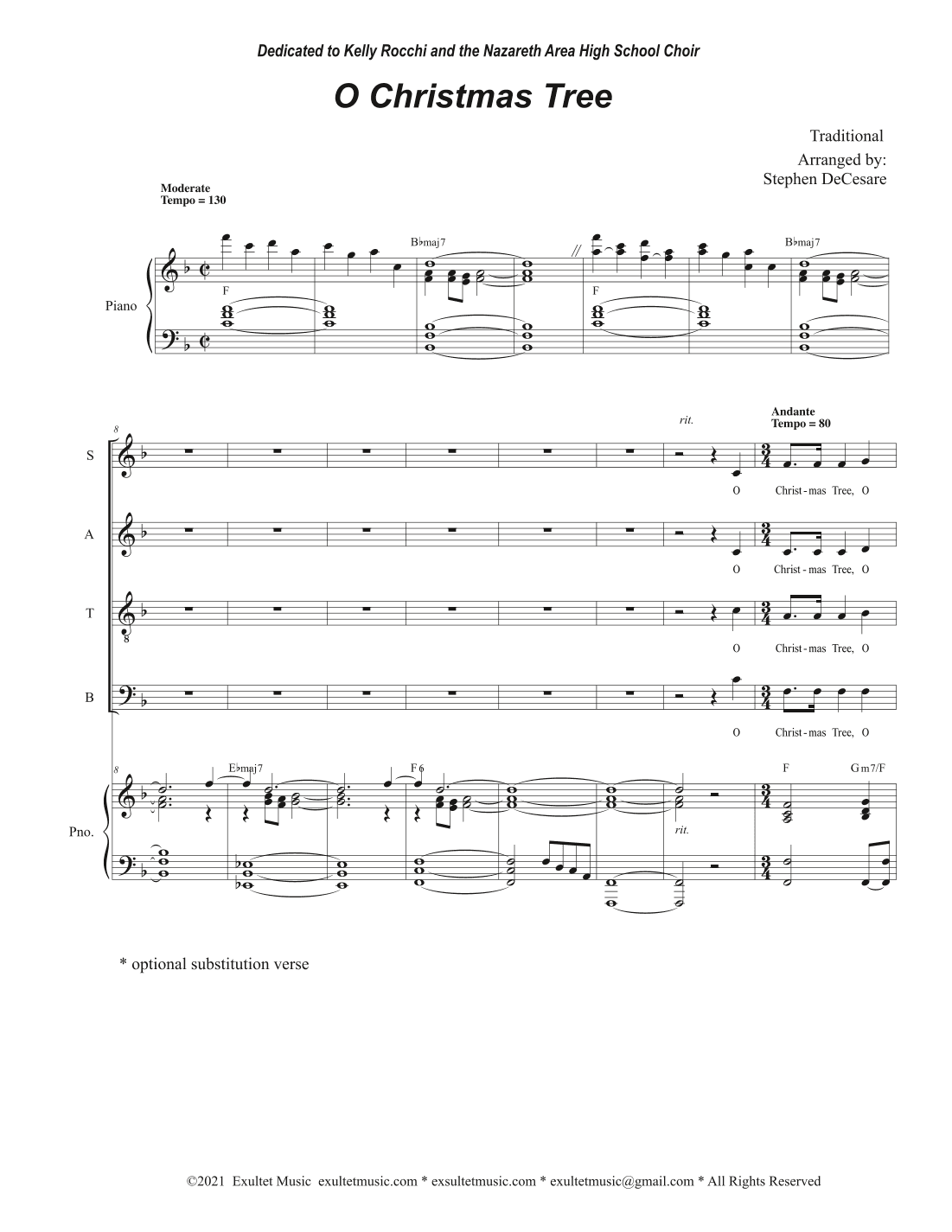 O Christmas Tree (Vocal Quartet - (SATB) (arr. Stephen DeCesare)