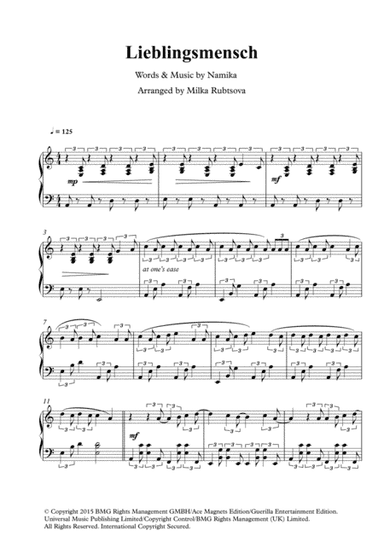 Lieblingsmensch (arr. Milka Rubtsova)
