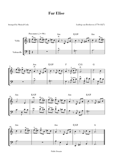 Fur Elise - Violin & Violocello (arr. Musical Coda)