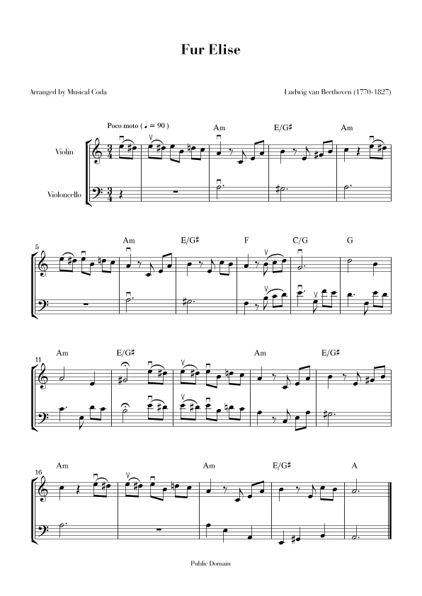 Fur Elise - Violin & Violocello (arr. Musical Coda)