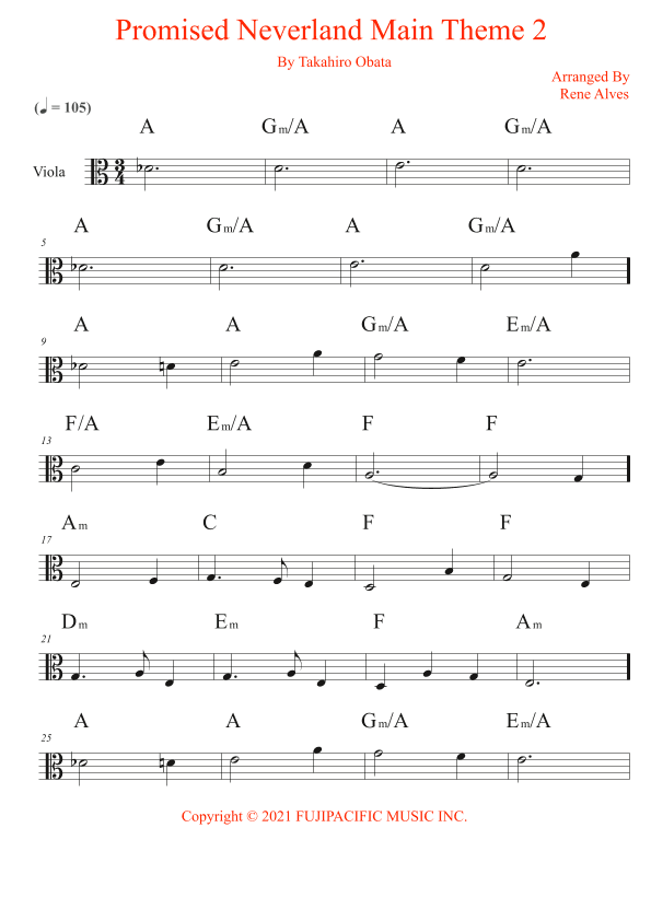 Promised Neverland Main Theme 2 (arr. Rene Alves)