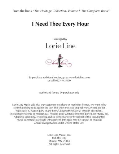 I Need Thee Every Hour (arr. Lorie Line)