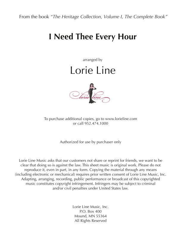 I Need Thee Every Hour (arr. Lorie Line)