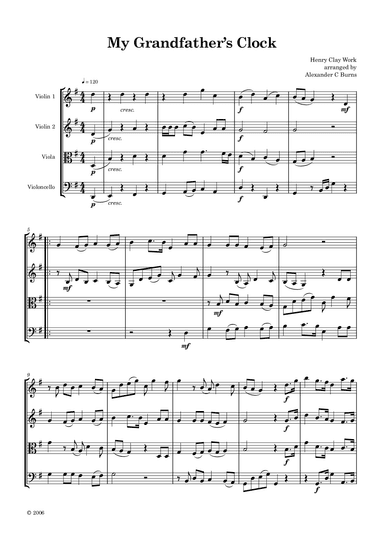 My Grandfather's Clock (arr. Alexander C Burns)