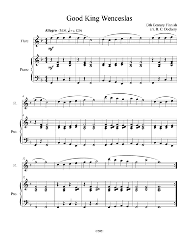Good King Wenceslas (Flute Solo with Piano Accompaniment) (arr. B. C. Dockery)
