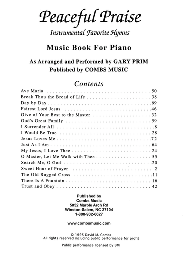Peaceful Praise - Instrumental Favorite Hymns - Music Book for Piano (arr. Gary Prim)