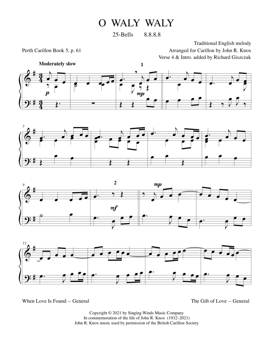 25B. O WALY WALY (arr. John R. Knox & Richard Giszczak)