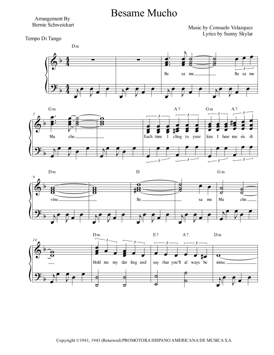 Bésame Mucho (arr. Bernie Schweickart)