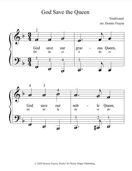 God Save the Queen (big alpha note notation) (arr. Dennis Frayne)
