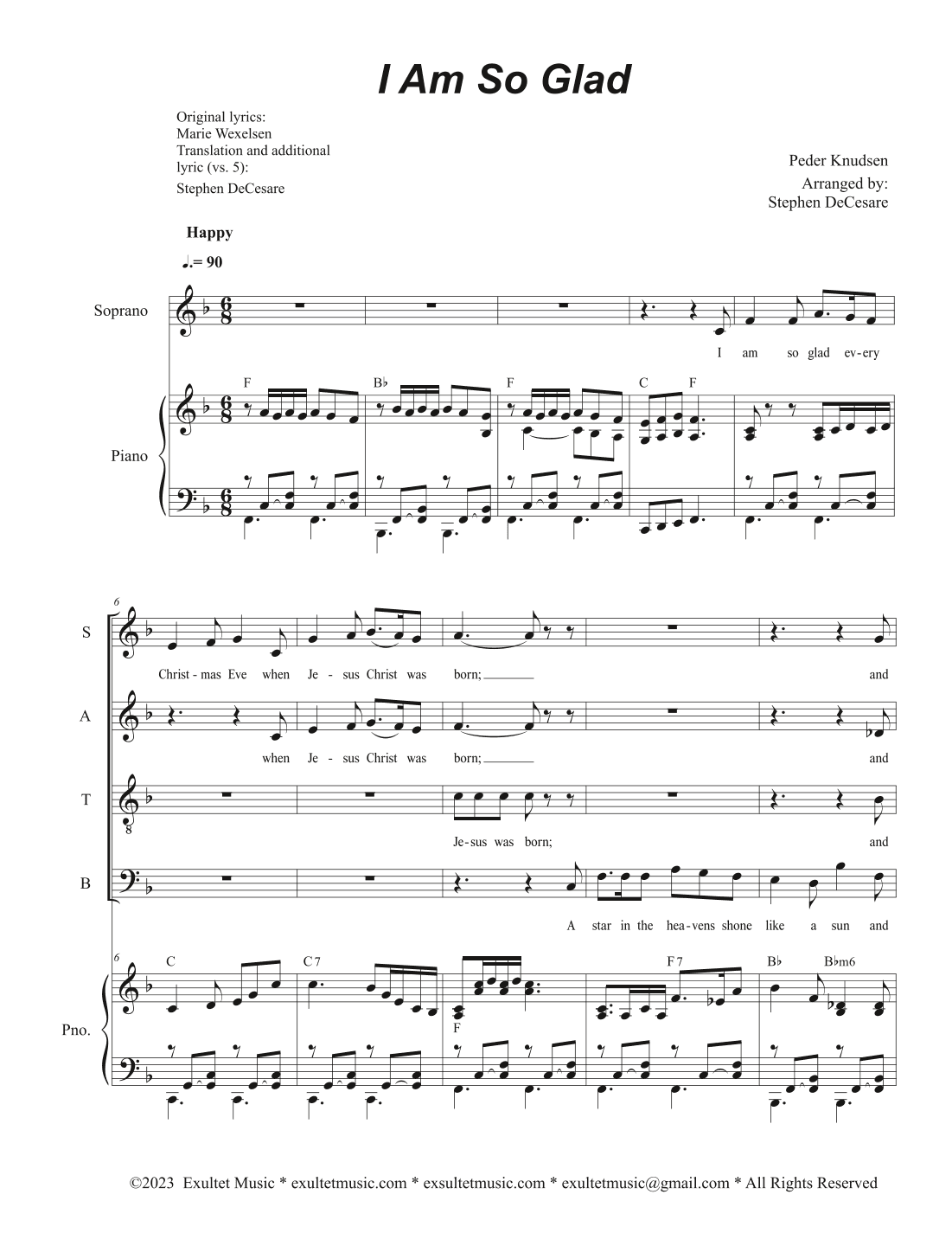 I Am So Glad (SATB) (arr. Stephen DeCesare)