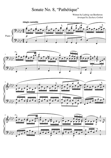 Sonate No. 8 Pathetique 2nd Movement Opus 13 (arr. Zachary Corbett)