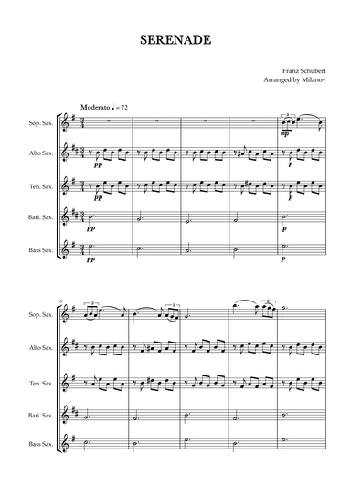 Serenade | Schubert | Saxophone Quintet (arr. Milanov)
