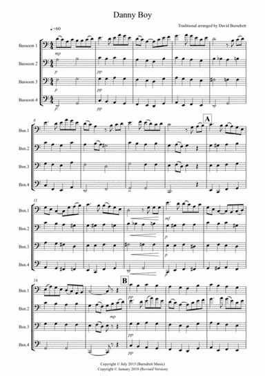 Danny Boy for Bassoon Quartet (arr. David Burndrett)