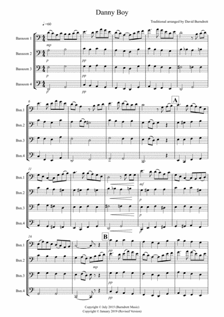 Danny Boy for Bassoon Quartet (arr. David Burndrett)