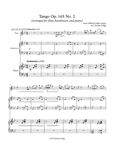 Tango Op. 165 No. 2 (arranged for flute, bandoneon and piano) (arr. Jordan Grigg)