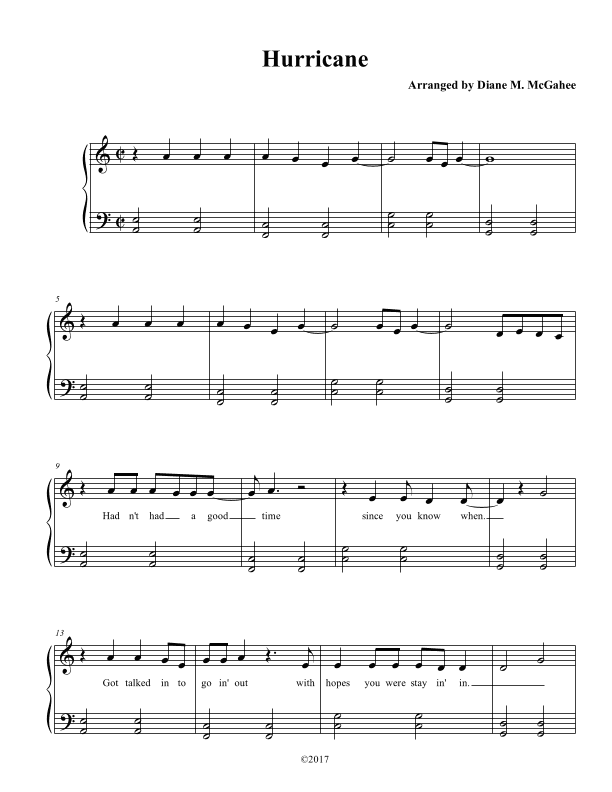 Hurricane (arr. Arranged by Diane M. McGahee)