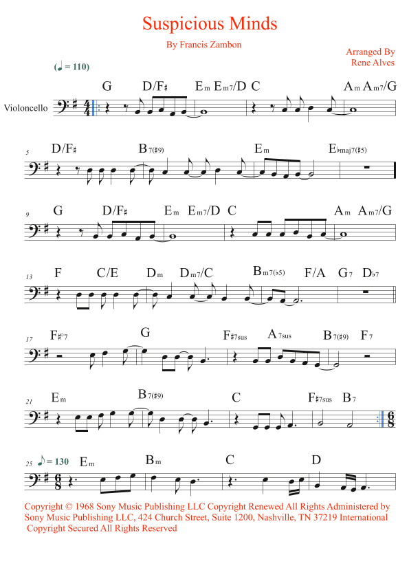 Suspicious Minds (arr. Rene Alves)