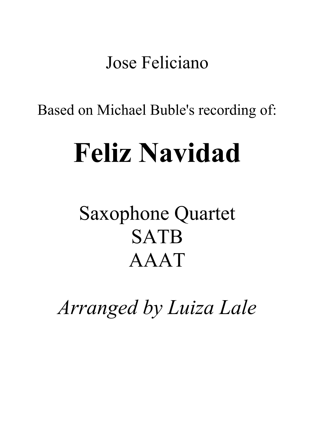 Feliz Navidad (arr. Luiza Lale)