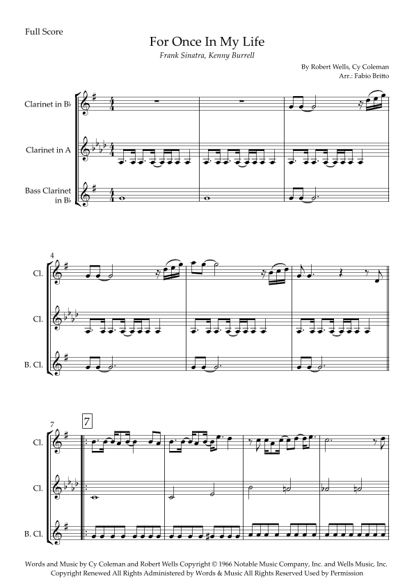 For Once In My Life (arr. Fabio Britto)