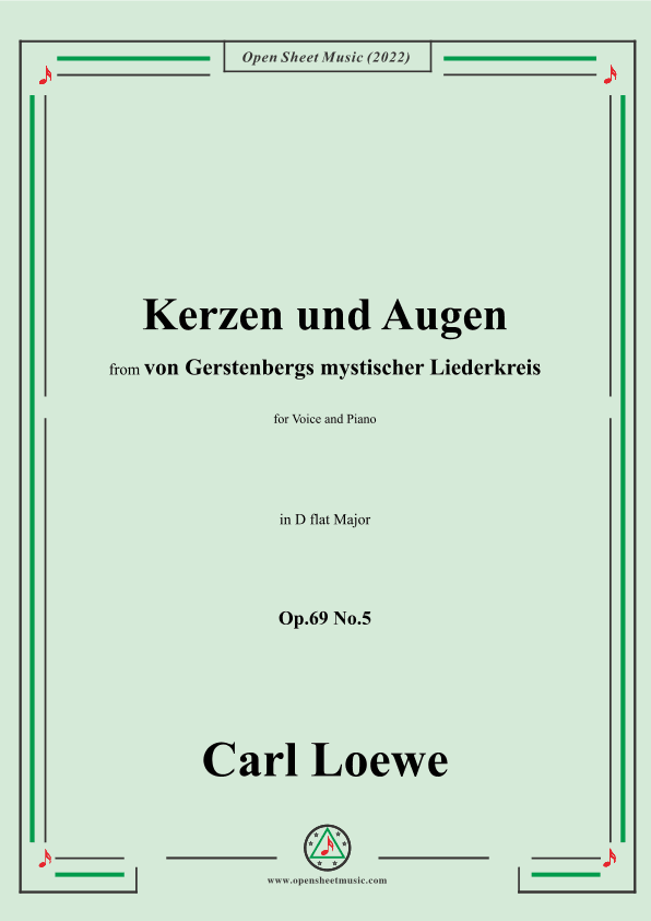 Loewe-Kerzen und Augen,Op.69 No.5,in D flat Major (arr. OSM Press)