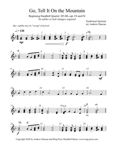Go Tell It On the Mountain - Beginning Handbell Quartet (arr. Andrew Duncan)
