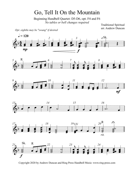 Go Tell It On the Mountain - Beginning Handbell Quartet (arr. Andrew Duncan)