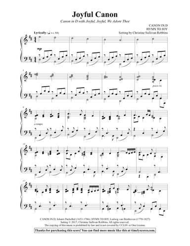 Joyful Canon (Canon in D with Joyful, Joyful, We Adore Thee) (arr. Christine Sullivan Robbins)
