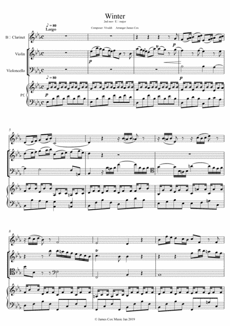 Winter (Four Seasons) 2nd Mov. - Piano Trio (arr. James Cox)