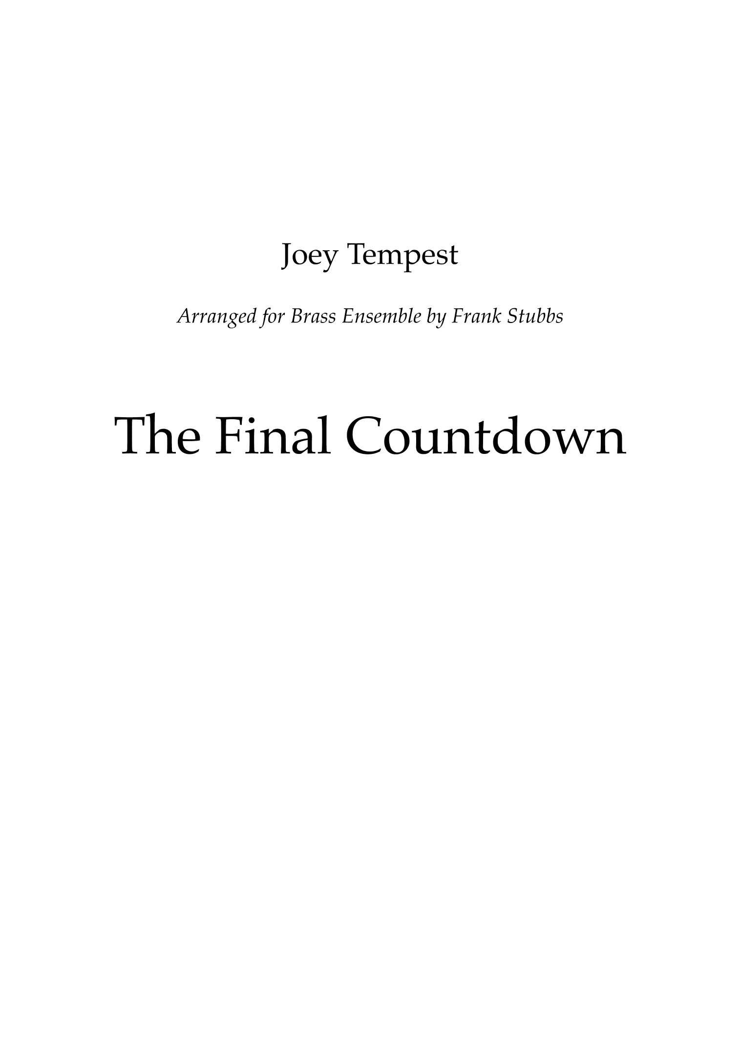 Final Countdown (arr. Frank Stubbs)