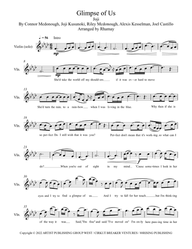 Glimpse Of Us (arr. Rhamay)