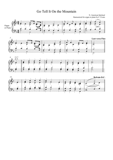 Go Tell It On the Mountain arranged for Organ or Piano (arr. Christopher Evans)