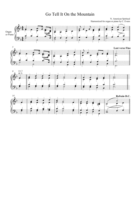 Go Tell It On the Mountain arranged for Organ or Piano (arr. Christopher Evans)
