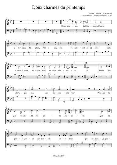 Doux charmes du printemps (arr. Early Music Scores)